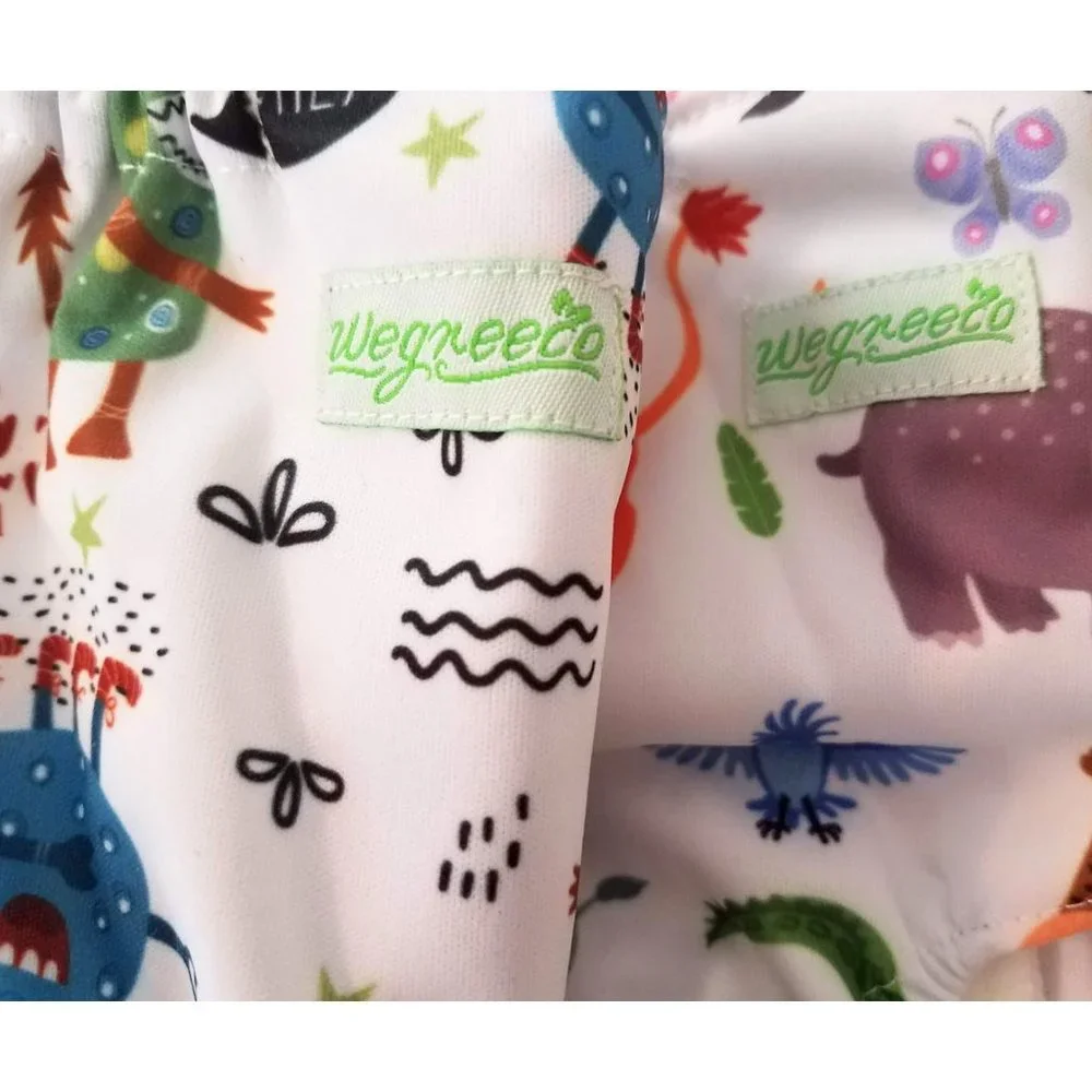 WEGREECO Cool Animals Reusable Baby Cloth Diapers With Liners - New Bundle of 2